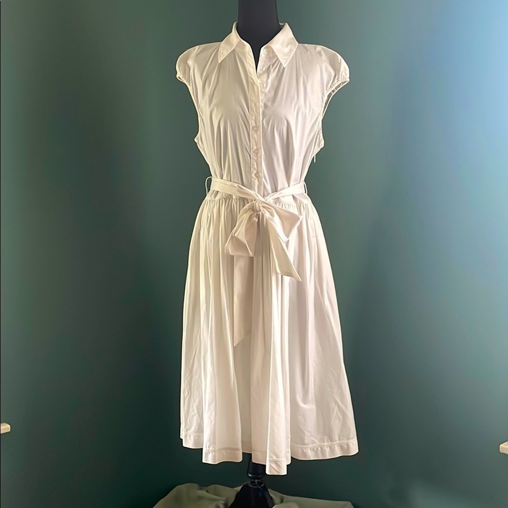 Adrienne Vittadini White Pleated Midi Dress